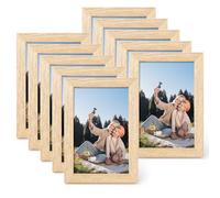 LEMON CLOUD Cadre Photo, 10 Cadres pour Photos 10x15 cm, MDF, Plateau en Verre Acrylique, Galerie Photo Décoration, Aspect Chêne