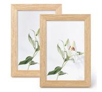 LEMON CLOUD Cadre Photo, 2 Cadres pour Photos 10x15 cm, MDF, Plateau en Verre Acrylique, Galerie Photo Décoration, Aspect Chêne