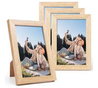 LEMON CLOUD Cadre Photo, 4 Cadres pour Photos 10x15 cm, MDF, Plateau en Verre Acrylique, Galerie Photo Décoration, Aspect Chêne