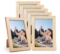 LEMON CLOUD Cadre Photo, 6 Cadres pour Photos 10x15 cm, MDF, Plateau en Verre Acrylique, Galerie Photo Décoration, Aspect Chêne