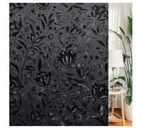 LEMON CLOUD Film pour Fenêtre - D'occultation pour Fenêtre Non Adhésif Film Statique Anti-UV Film D'occultation pour Vitre Répétable, Motif de Tulipe Noir (90x400cm)