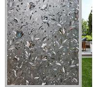 LEMON CLOUD Film pour Fenêtre - D'occultation pour Fenêtre Non Adhésif Statique Anti-UV Film D'occultation pour Vitre Répétable, Motif de Tulipe Gris-Noir (90x200cm)