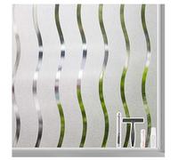 LEMON CLOUD Film pour Fenêtre Intimité Givré Auto-Adhésif Fenêtre Autocollant Pas de Colle Statique Cling Film de Verre Opaque Protection UV Motif Vague 44,5 x 200 cm avec Outil