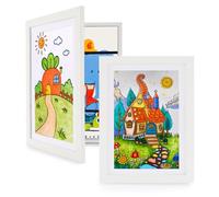 LEMON CLOUD Lot de 2 Cadres pour Dessins D'enfants, Peut Accueillir Jusqu'à 70 Images Colorées, A4 MDF Ecologique, Plaque Acrylique, Blanc