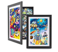 LEMON CLOUD Lot de 2 Cadres pour Dessins D'enfants, Peut Accueillir Jusqu'à 70 Images Colorées, A4 MDF Ecologique, Plaque Acrylique, Noir