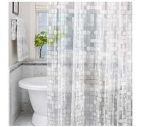 LEMON CLOUD Rideau de Douche Transparent Géométrique 120x200cm, Rideau de Douche PEVA Anti-Moisissure, Antibactérien, Imperméable,avec 2 Aimants de Poids en Bas et 8 Crochet