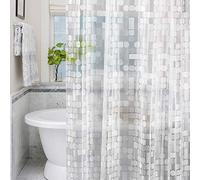 LEMON CLOUD Rideau de Douche Transparent Géométrique 183x200cm, Rideau de Douche PEVA Anti-Moisissure, Antibactérien, Imperméable,avec 3 Aimants de Poids en Bas et12 Crochet