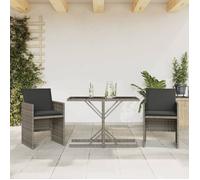 Lemon Ensemble de bistro 3 pcs - avec coussins - gris résine tressée - 105x51x72 cm 365064