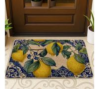 Lemon Garden Paillasson jaune citron pour décoration d'intérieur saisonnière, antidérapant, absorbant, entrée intérieure et extérieure, facile d'entretien, 73,6 x 43,2 cm