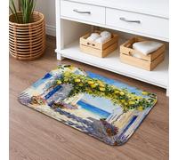 Lemon Grove Tapis de bain à séchage rapide Motif floral méditerranéen absorbant et antidérapant Lavable en flanelle pour salle de bains et toilettes 50,8 x 81,3 cm