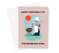 LEMON LOCO Happy Birthday To The Barbecue King Greeting Card | Funny Birthday Card For Husband, Boyfriend Or Dad, Man Barbecuing A Steak In Sunshine