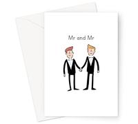 LEMON LOCO Mr And Mr Greeting Card | Gay Wedding Congratulations Card, LGBTQ+ Just Married Card, For Gay Couple, Two Grooms Holding Hands Just Married