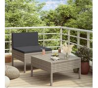 Lemon Salon bas de jardin 2 pcs - avec coussins - Résine tressée Gris - 57x69x69 cm 310200