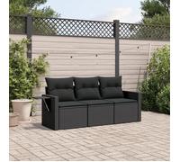 Lemon Salon bas de jardin 3 pcs - avec coussins - noir résine tressée - 55x62x69 cm 3252192