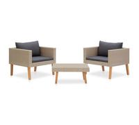 Lemon Salon bas de jardin 3 pcs - avec coussins - Résine tressée Beige - 76x67x60 cm 310217