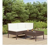 Lemon Salon bas de jardin 3 pcs - avec coussins - Résine tressée Marron - 69x69x69 cm 310185