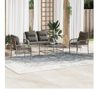 Lemon Salon bas de jardin 4 pcs - avec coussins - gris résine tressée - 122x57x78 cm 368729