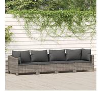 Lemon Salon bas de jardin 4 pcs - avec coussins - Gris Résine tressée - 252x63x55,5 cm 362686