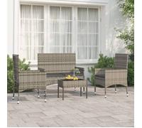 Lemon Salon bas de jardin 4 pcs - avec coussins - Gris Résine tressée - 50x30x35 cm 319497