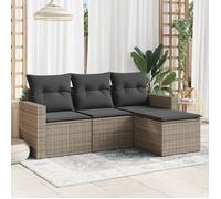 Lemon Salon bas de jardin 4 pcs - avec coussins - gris résine tressée - 65,5x62x69 cm 3218860