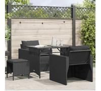 Lemon Salon bas de jardin 4 pcs - avec coussins - noir résine tressée - 68x68x68 cm 366359
