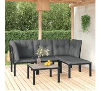 Lemon Salon bas de jardin 5 pcs - noir et gris résine tressée - 55x55x31 cm 3187748