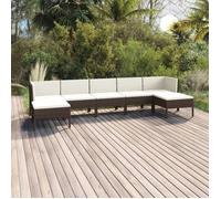 Lemon Salon bas de jardin 7 pcs - avec coussins - Résine tressée Marron - 57x69x69 cm 3094539