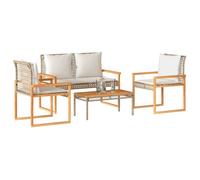 Lemon Salon bas de jardin avec coussins - 4pcs - mélange beige résine tressée - 75x38x32 cm 365859