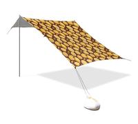 Lemon Slice Tente de plage pliable UPF50+ Protection étanche Grand abri solaire avec sacs de sable et pelle à sable pour camping, pique-nique, jardin
