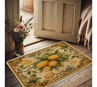 Lemon Spring Paillasson de bienvenue jaune citron pour intérieur et extérieur, tapis d'entrée de style rustique, antidérapant et facile à nettoyer, 73,6 x 43,2 cm