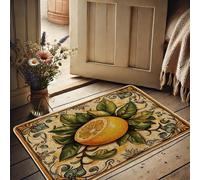 Lemon Spring Paillasson jaune citron pour entrée extérieure et intérieure, décoration rustique, en caoutchouc imperméable, antidérapant, absorbant la poussière, facile à nettoyer, 73,6 x 43,2 cm