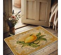 Lemon Spring Paillasson jaune citron pour utilisation intérieure et extérieure, décoration vintage, antidérapant, résistant à l'eau et à la poussière, facile à nettoyer, 73,6 x 43,2 cm