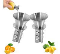 Lemon Squeezer Stainless Steel, Manual Citrus Juicer Reamer, Heavy Duty Screw Top Hand Juicer for Lemons, Limes, Oranges, Stainless Steel Lemon Juicer Squeezer, Easy Pour Design Utensils (2)