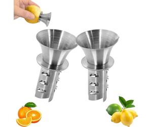 Lemon Squeezer Stainless Steel, Manual Citrus Juicer Reamer, Heavy Duty Screw Top Hand Juicer for Lemons, Limes, Oranges, Stainless Steel Lemon Juicer Squeezer, Easy Pour Design Utensils (2)
