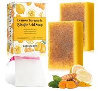 Lemon Turmeric Savon au curcuma - éclaircissant - Nettoyage en profondeur pour peau lisse - Savon naturel au curcuma au citron avec acide kojique pour le visage et le corps