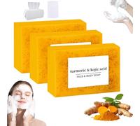 Lemon Turmeric Soap, Brightening Lemon & Kojic Acid Soap, Turmeric Kojic Acid, Beauty Kojic Bar For Facial And Body (3pcs)