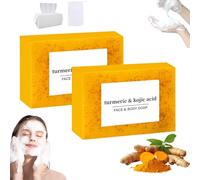 Lemon Turmeric Soap, Brightening Lemon & Kojic Acid Soap, Turmeric Kojic Acid, Beauty Kojic Bar For Facial And Body (2pcs)