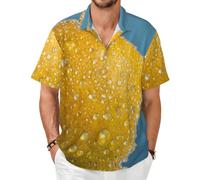 Lemon Water Drops Chemise à manches courtes - Haut d'été décontracté boutonné, Noir/blanc, Medium-8X-Large