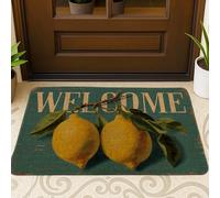 Lemon Welcome Paillasson jaune citron pour extérieur et intérieur, décoration de ferme, antidérapant, imperméable, absorbant la poussière, facile à nettoyer, 73,6 x 43,2 cm