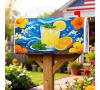 Lemonade Couvertures magnétiques de boîte aux lettres d'été, orange tropical, menthe, bleu été, décorations pour extérieur et jardin, 45,7 x 53,3 cm
