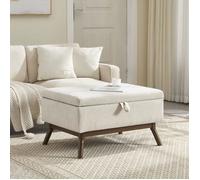 Lemonbest Banc de Rangement Polyvalent 80 x 59 x 45 cm Repose-Pieds, Table Basse avec Charnières de sécurité pour enfants - Beige