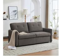 Lemonbest Canapé 2 places avec deux grands tiroirs coulissants et Dossier rembourré, pour salon, chambre à coucher Gris foncé