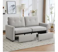 Lemonbest Canapé 2 places avec deux grands tiroirs coulissants et Dossier rembourré, pour salon, chambre à coucher Gris clair