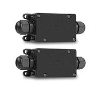 LemonBest Lot de 2 boîtes de jonction électriques étanches pour extérieur 2 voies PG9 2 Way 3 Pin noir 01