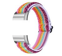 LEMONDA Sangle De Montre De Bracelet Élastique Réglable En Nylon Tressé Remplacement De Bracelet Pour Fitbit Charge 2 - Arc-En-Ciel