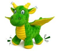 LemonDragon Jouet couineur en peluche pour chien : mignon jouet en forme de dragon de 22,9 cm avec 5 couineurs et oreilles froissées pour chiens de petite et moyenne taille - Jouet doux pour faire ses