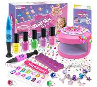 LemonDream Kit Manucure Enfant 6 7 8 9 10 11 12,Kit Vernis avec Bijoux Jouet Ongles Maquillage Idée Cadeau Anniversaire Fille
