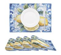 Lemonleaf Lot de 4 sets de table antidérapants résistants à la chaleur pour décoration de table de cuisine et salle à manger Bleu italien 30 x 45 cm
