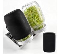 LemonRoad Kit de germination de graines de 9 pièces avec pots Mason de 1000 ml et manchon occultant, support séparé en acier inoxydable 316, plateau de drainage pour cultiver du brocoli bio, de la