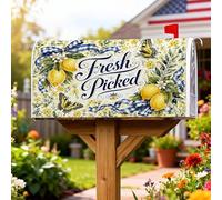 Lemons Housse magnétique pour boîte aux lettres rustique Motif papillons et fleurs Jaune été 53,3 x 65,5 cm